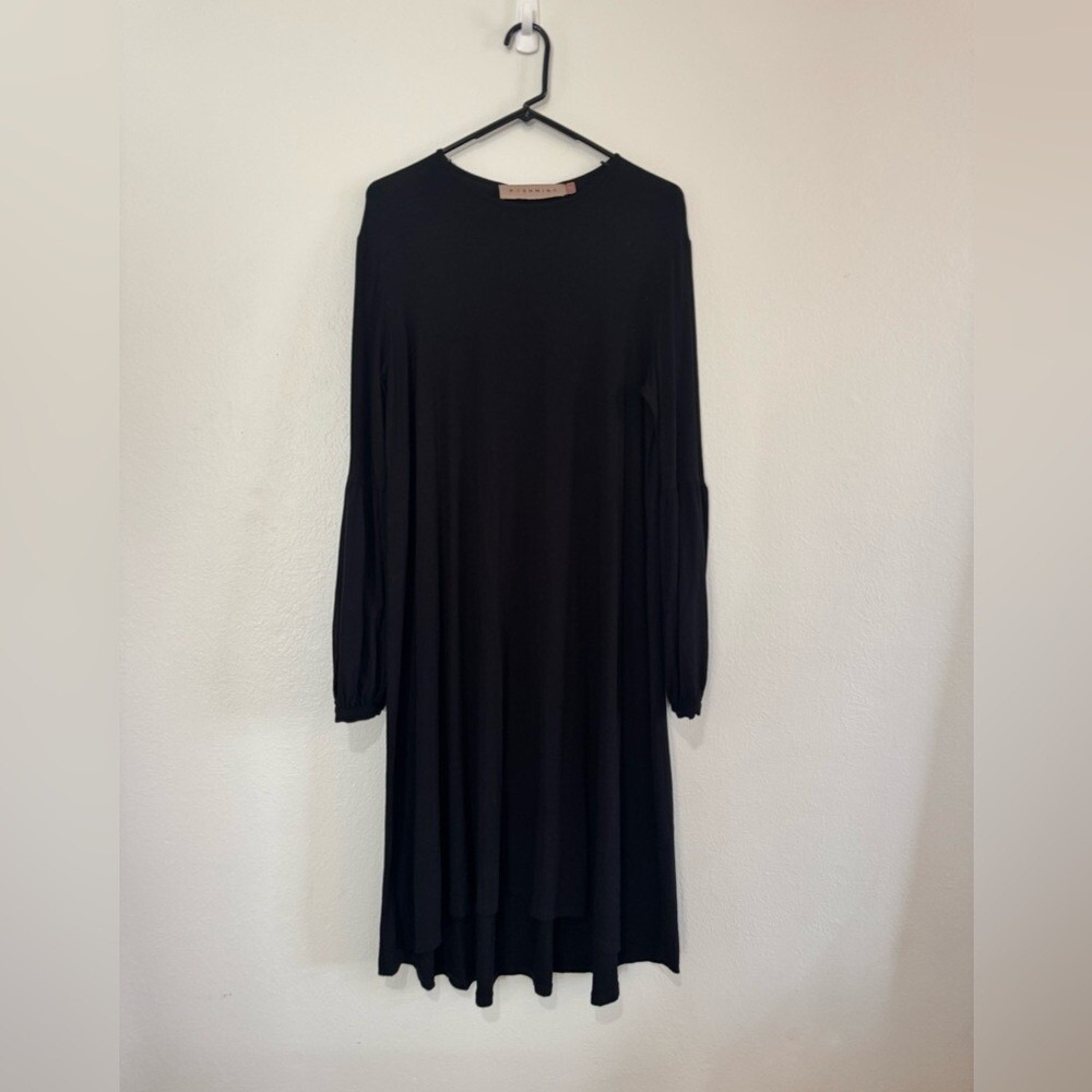 Pashmina Womens XL Black Long Bishop Sleeve Jersey Knit Midi Dress 6711 (752)